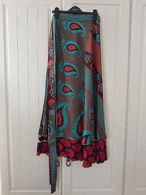£19.99 • Buy Vintage Wrap Maxi Skirt 100% SILK Sustainable Boho UK 8-18