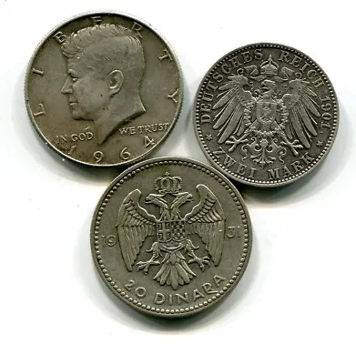 £8.50 • Buy 3 X Silver Coins  N07,various Foreign Silver Coins