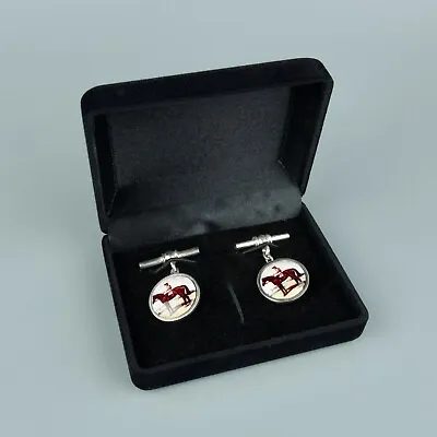 SILVER CUFFLINKS 925 Vintage Enamel Cufflinks Grand National Horse Racing Jockey • £40