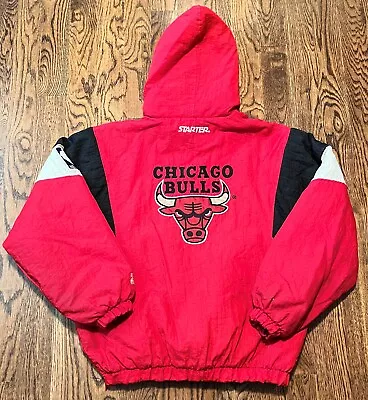 Chicago Bulls Starter Jacket Large Air Jordan NBA Basketball • $83.99