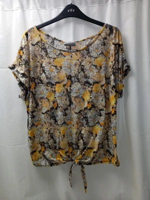 £2.99 • Buy ❤️ Wallis Yellow Patterned Tie Front Tshirt Top Size Large Ladies Vgc