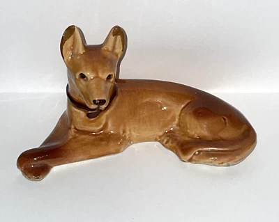 $16.99 • Buy Vintage Brown German Shepherd Figurine Ceramic Dog Laying W/Front Legs Crossed