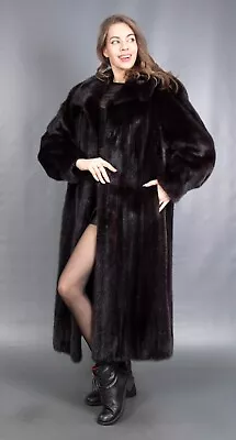 3529 Glamorous Real Saga Superb Mink Coat Fur Extra Long Beautiful Look Size L • $1