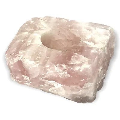 2.5 Lbs Raw Rose Quartz Crystal Tea Light Candle Holder Gemstone Mineral Chakra • $22.89