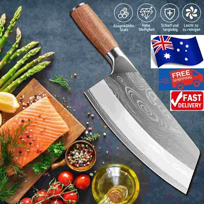 Cleaver Knife Chopper Master Chef Meat Bone Butcher Kitchen Stainless Steel • $30.25