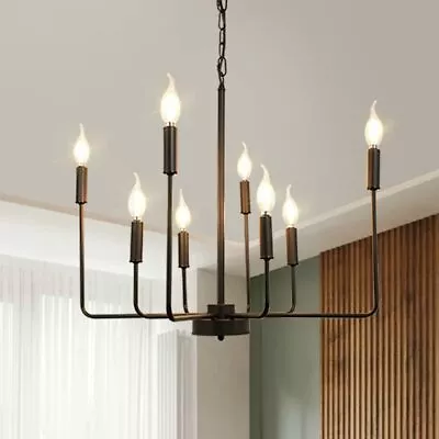 Farmhouse Chandelier Ceiling Fixture Candle Style Pendant Light Black Lamp Home • $65.59