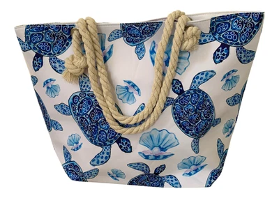 £12.99 • Buy Fat Giraffe Large Bright Blue Tortoise Print Style Beach Holiday Pool Bag Tote