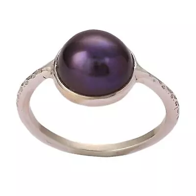 Freshwater Black Pearl 925 Solid Sterling Silver Handmade Women Simple Ring • $23.40