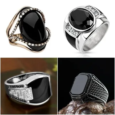 £3.31 • Buy Women Men Black Sapphire 925 Silver Jewelry Fashion Wedding Party Ring Size 6-13