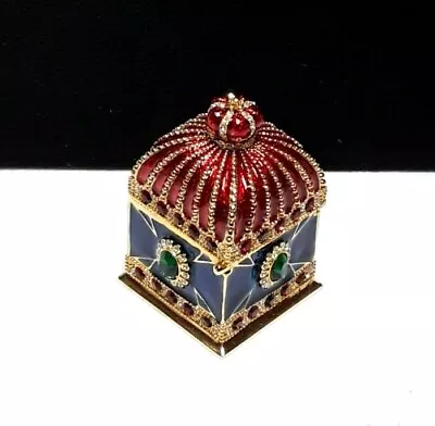 $17.59 • Buy Bejeweled Jewelry Trinket Box Small Hinged Faux Emerald Ruby Sapphire EUC