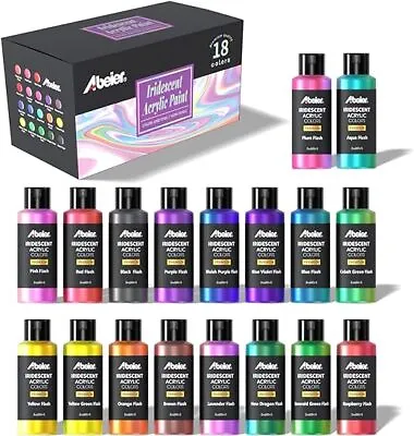 Iridescent Acrylic Paint Set Of 18 Chameleon Colours 2 Oz/60ml Bottles Colour • £25.57