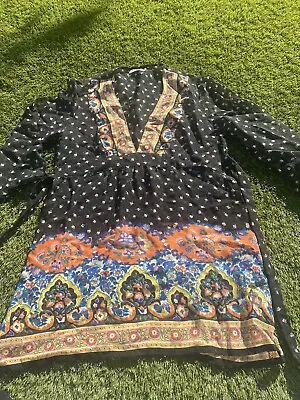 £6.75 • Buy Festival Beach Cover Up Kaftan Summer Dress By Influence Asos Black Hippie Boho