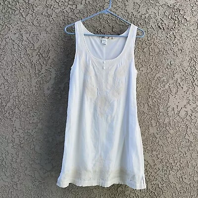 Monoreno White Emboridered Sleeveless Mini Dress Womens Size S Cotton Silk Blend • $39.99