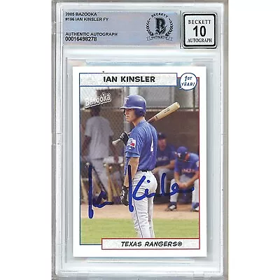 Ian Kinsler Texas Rangers Autograph 2005 Topps Bazooka RC #196 BGS Auto 10 Slab • $115.69