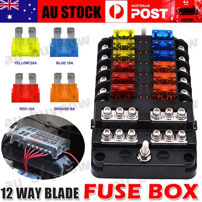 $23.50 • Buy 12 Way Blade Fuse Box Block Holder Marine LED Light 12V-32V (5A 10A 15A 20A) AU