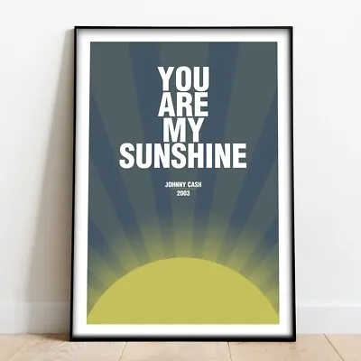 Johnny Cash Art | You Are My Sunshine Lyrics Print | Music Poster | Canvas • £9.99