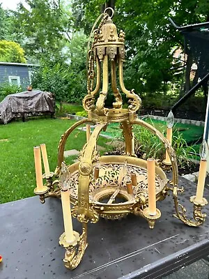 Vintage Antique Solid Brass 8 Arm Chandelier  • $350