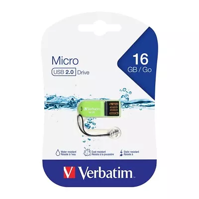 Verbatim Micro USB Drive 16GB Eucalyptus Green StorenGo Micro 66059 Free $0 P&H • $14.90