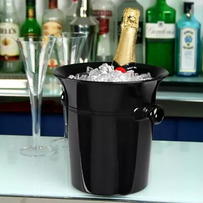 Black Acrylic Ice Bucket Wine Champagne Cooler Beer 7 Pint Bar Pub Restaurant • £5.59