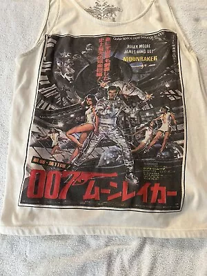 Vintage White Tank Top With Image Of Original 007 Moonraker Poster In Japanese. • $25