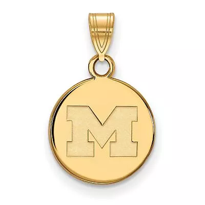 Michigan Wolverines School Letter Logo Disc Charm Pendant Gold Plated Silver • $41.99