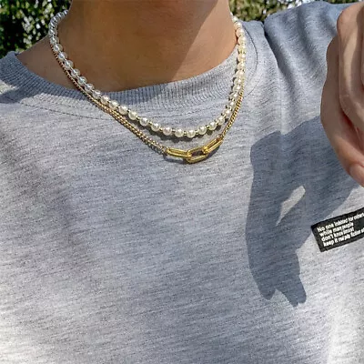 Necklace For Men Handmade White Pearl Strand Bead Necklace For Travel Fashion • $8.26