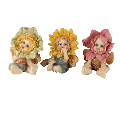 K's Collection Resin Flower Baby Figurines Set Of 3 Collectable Decor B11-2129 • $14.75