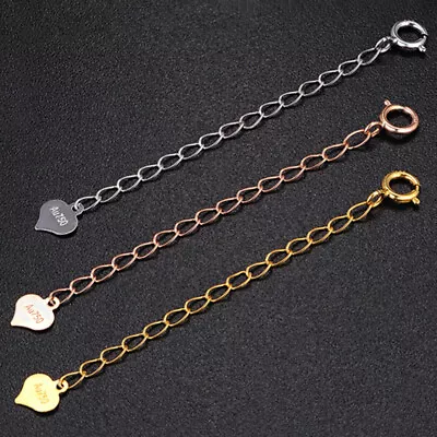 1PCS Real 18k Gold Extended Curb Chain For Necklace Or Bracelet 3.5-5.5cmL • $39.98