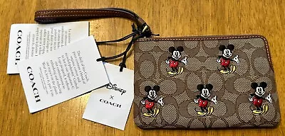 Coach X Disney Corner Zip Wristlet SIGNATURE W/ MICKEY MOUSE Print ~*NWT*~ CN033 • $59.99