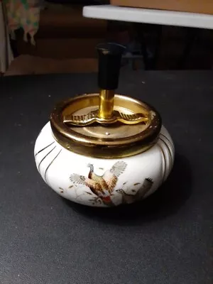 Vintage Push Down Spinning Ashtray-hand Painted Porcelain/Metal • $25