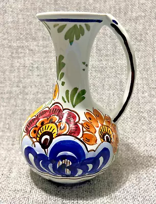 Delft Holland Polychrome Hand Painted Multi Color Floral Ceramic Small Pitcher • $18