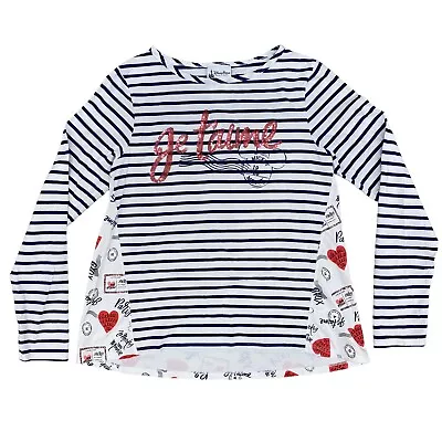 Disney Parks Paris Long Sleeve  Je Taime  Sz XL Girls Mickey Sequin Stripe Shirt • $15