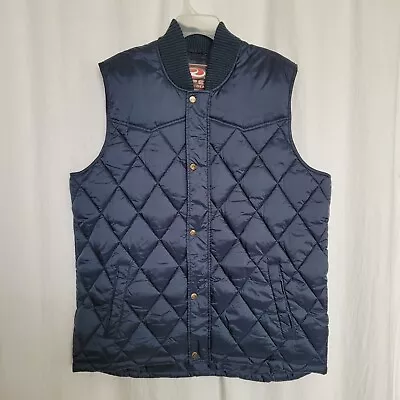 Roper Range Gear Blue Diamond Quilted Down Vest Full Zip Blue Mens XL FAST SHIP! • $29.99