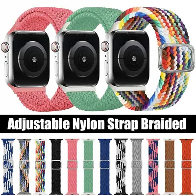 $9.99 • Buy Braided Solo Loop Nylon Fabric Elastic Band Apple Watch Bracelet SE 6 5 1 IWatch