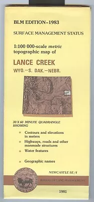 USGS BLM Edition Topographic Map Wyoming LANCE CREEK 1983 • $24