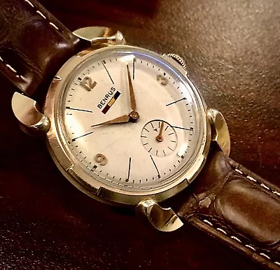 Vintage Mens Swiss Benrus 10 Gold Filled Wristwatch - Stunning!!! • $48