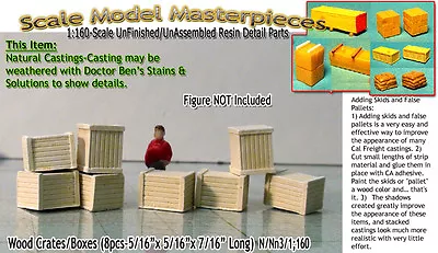 PLYWOOD CRATES/BOXES-LARGE (8pcs) N/1:160 Scale Model Masterpieces *NEW* • $5.84