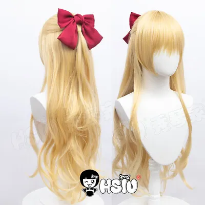 Sailor Venus Wig Sailor Moon Cosplay Golden Hair Halloween Party Wig+Bow Hairpin • £26.39