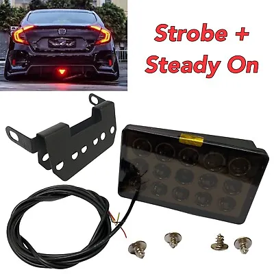 Black Strobe Red 15 LED Rectangle #B Rear Bumper Tail 3rd Brake Light IN NIS • $38.50