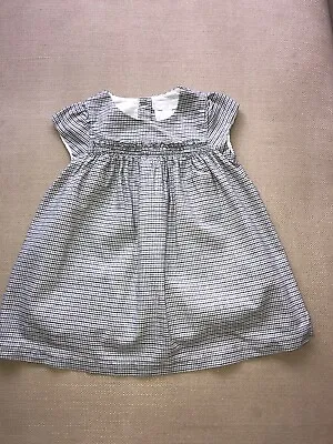 The White Company Baby Girl Dress 6-9 Months Pale Grey Blue White Dogtooth  • £5
