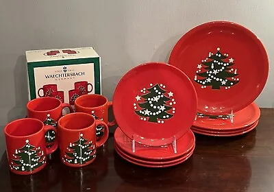 Waechtersbach Christmas Tree Red Dishes Dinner Salad Plates & Mugs 12PC Set • $299.50