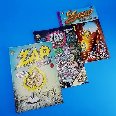 ZAP COMIX (Adults Only) 3 Issue Lot #.O 2nd Print # 3 69 Issue #5 1st Print   • $180