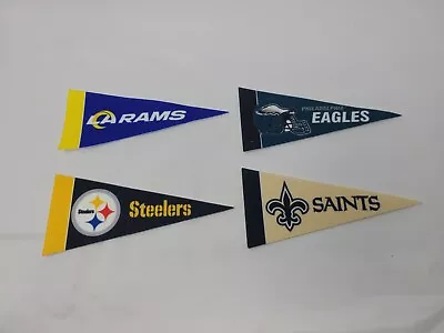Lot Of 4 NFL Mini Pennants - Rams Eagles Saints Steelers • $12.95