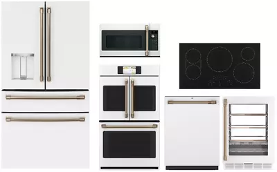 GE Cafe Kitchen With 4 Door French Door Refrigerator 36  Cooktop & Double Oven • $16627