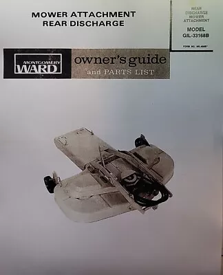 Montgomery Ward Garden Tractor Implement Mower Owner & Parts Manual GIL-33168B • $64.99