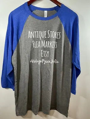 Antique Store Flea Market Etsy # Vintage Pyrex Junkie Raglan Vinyl Shirt Sz Lg • $22.99
