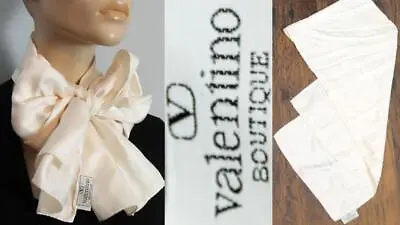 VALENTINO BOUTIQUE Italy Ivory Cream Pure Silk Scarf Shawl Stole • £38.61