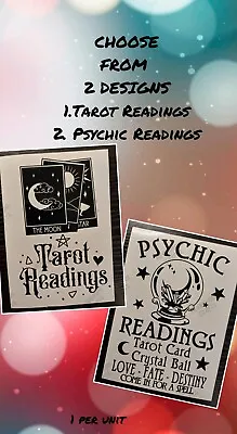 2 Designs Tarot Or Psychic Wine Bottle Vinyl Decal Sticker Pagan Witchcraft Moon • £1.80