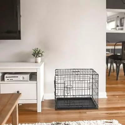 Dog Crate Kennel 24  30  36  42  48  Folding Metal Pet Cage 2 Door W/Tray Pan • $28.95