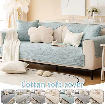 Cotton Sofa Cover Protector Slipcover Universal L Shape 1/2/3/4 Seater Antislip • $29.98